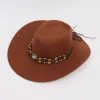 Western cowboy hat, summer European and American wide-brimmed sun hat, rolled-up knight hat, outdoor sun protection top hat, Tibetan jazz hat Specification image